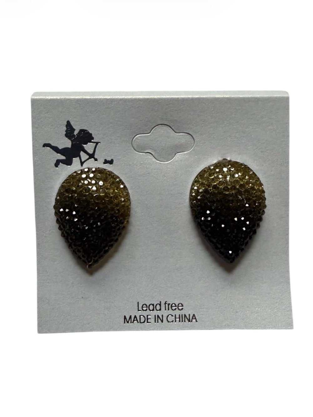 Upside Down Teardrop Style Bling Stud Earrings